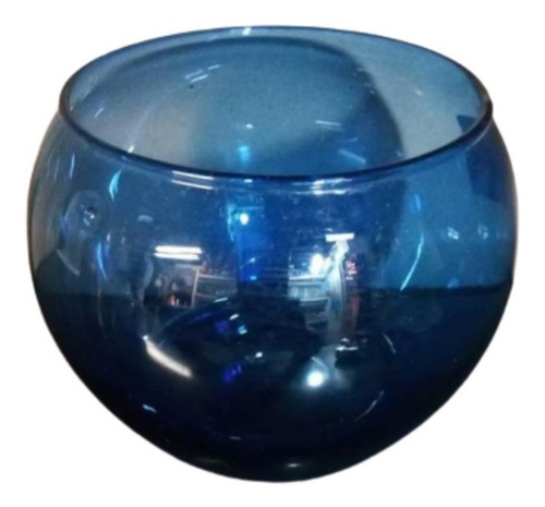 Bowl Bol Vidrio Azul Florero De 12cm Diámetro Y 12cm Alto  