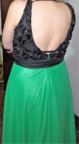 Vestido De Fiesta Largo Verde Y Negro De Diseñadora