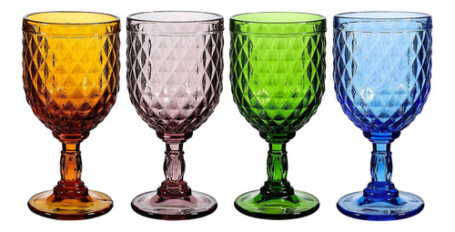 Juego De 4 Vasos De Cristal De Colores (11 Onzas)