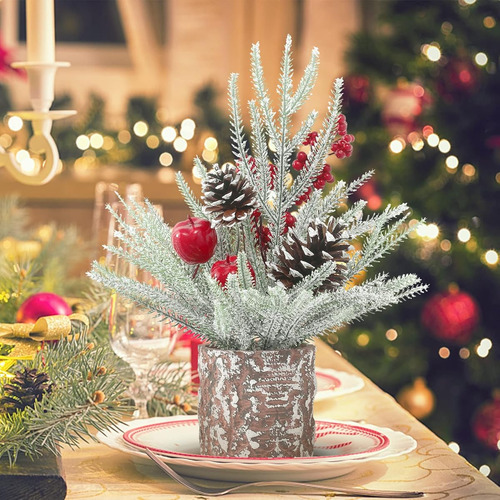 Mini Arbol Navideño Artificial De Mesa Plateado Whie