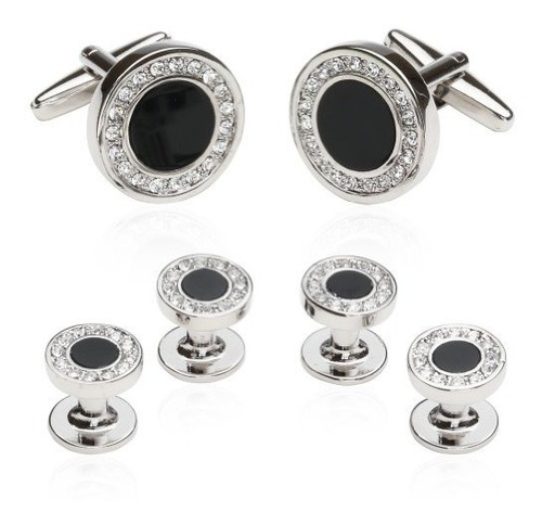 Gemelos Para Hombre Negro Onyx Y Cubic Zirconia Studs Formal