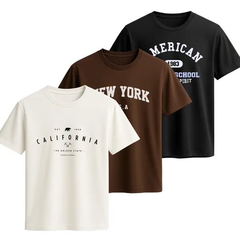 Kit 3 Camisa Basica Masculina Estampada Dtf 100% Algodão