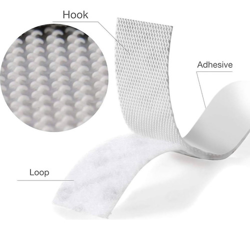 Cierre Adhesivo Textil, Mxvkw-001, 1 Pza, 38mm, 1m, Blanco,