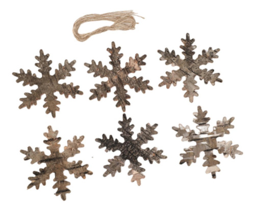 6 Adornos Colgantes Navideños De Madera, Adornos