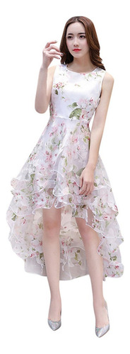 6p Vestido Mujer Verano Organza Estampado Floral Boda Pa 534