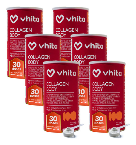 Colágeno Body Balance Vhita Pó 495g 30 Porções Sabor Neutro pote
