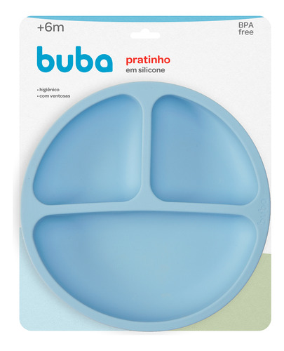 Prato Com Ventosa De Silicone Para Bebês E Criança Buba Cor Azul
