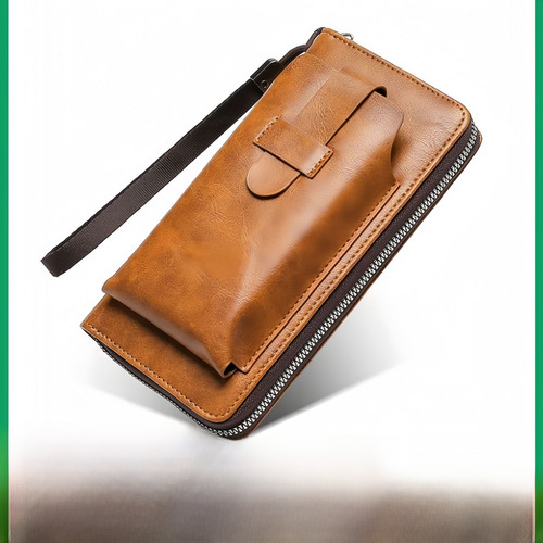 Tarjetero Largo Con Cremallera Y Cremallera Para Hombre, Est