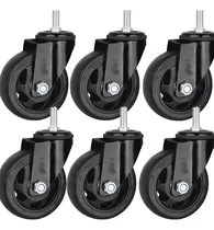Comprar Kit 6 Rodízio Para Moveis Pesados Com Espiga M12 Rodinhas Roda Grande Reforçada Giratória 3 Polegadas 75mm Preto Marca Rrj