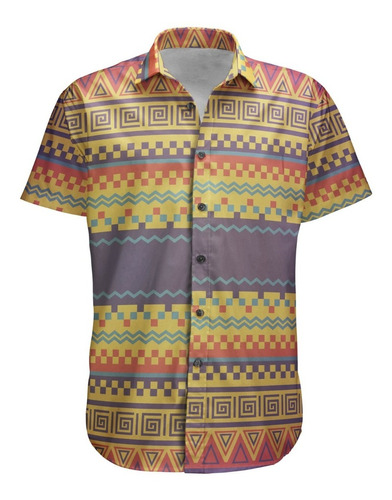 Camisa Botão Mandalas Étnico Colors Linhas Tumblr Retro