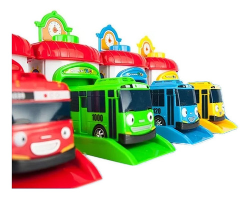 4pcs Juego De Coches De Juguete For Niños Tayo Bus