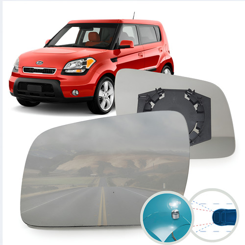 Lente Espelho Retrovisor Kia Soul 2009/14 C/base Convexa
