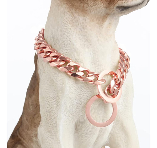 Gzmzc Collar De Cadena Para Perros Alto Oro Rosa Pulido 12mm