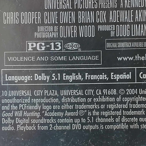 Dvd La Supremacia Bourne / The Bourne Identity Matt Damon (Usado)