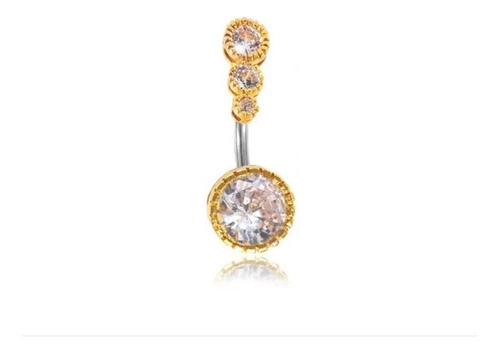 Piercing para ombligo invertido con piedra de circonita dorada