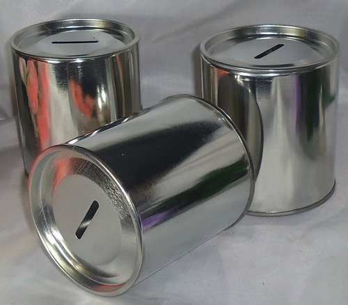 Imagen 3 de 6 de 50 Alcancia Latas Envases 8.5 X 10 Cm Alto Con O Sin Ranura