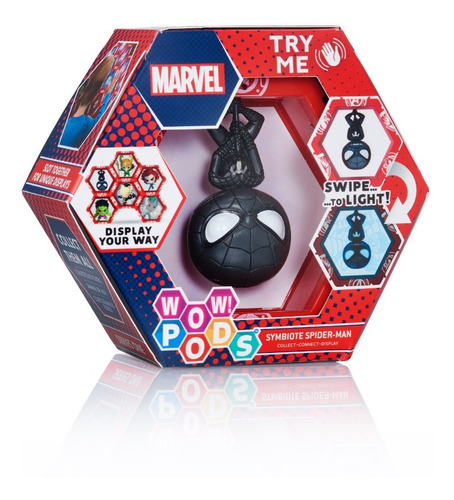 Figura Wow Pods Spiderman Negro Marvel Con Base Con Luz