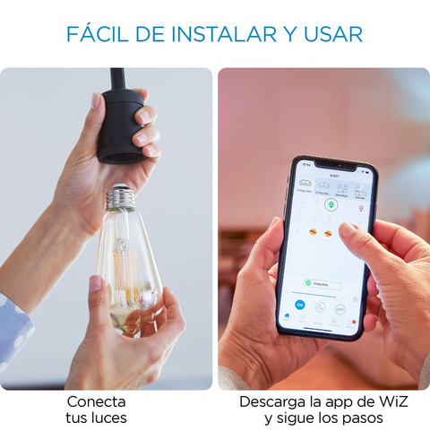Imagen 3 de 10 de Lampara Led Wiz Wifi Filamento Edison E27 6.9w