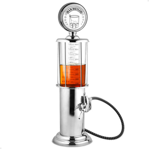 Dosador Dispenser Porta Bebidas 1 Litro Cromado Modelo Bomba Gasolina Com Mangueira E Bico Drink Whisky Pinga Vodka Bar