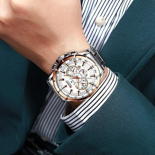 Curren Quartz 8363 Correa De Reloj Blanca De Acero