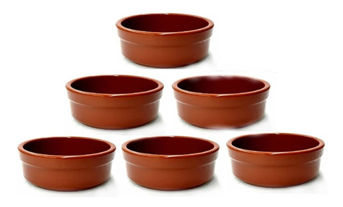 6 Cazuelas Recta Barro Esmaltada Terracota 14cm Cazuela Blum