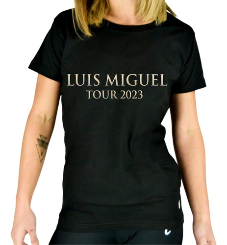 Remera Mujer Negra Algodón Luis Miguel Tour 2023