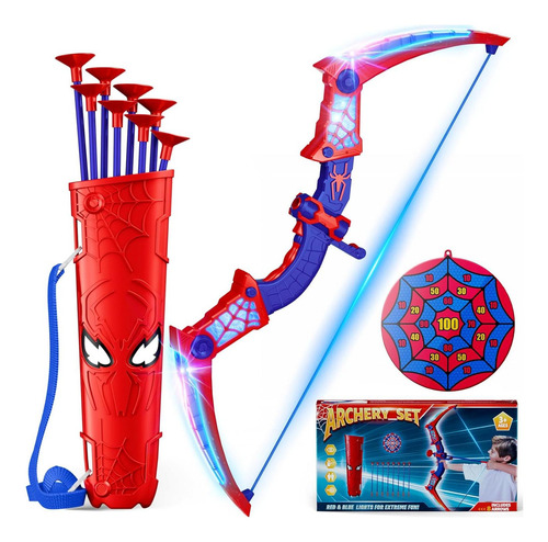 Set De Arco Y Flechas Led Araña Para Niños 3-12 Años