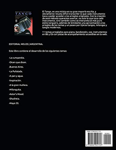 Tango: Para Bandoneón, Piano E Instrumentos En Do / Sib / Mib Y Cantante, De Sirimarco, Luis., Vol. 1. Editorial Independently Published, Tapa Pasta Blanda, Edición 1 En Español, 2020