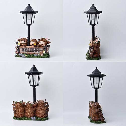 Estatua De Vacas De Jardín Solar Light Resin Sculpture