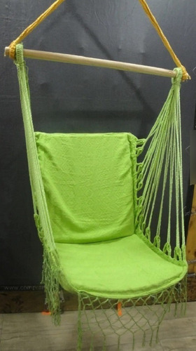 Cadeira Rede Balanço Para Descanso Tecido Creme Kit Completo
