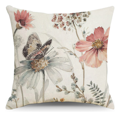 4pcs Flor Mariposa Funda De Almohada, Funda De Almohada