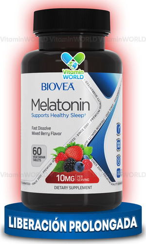 Melatonina de liberação prolongada 10 mg C/vitamina B6 60 comprimidos, sabor sem sabor