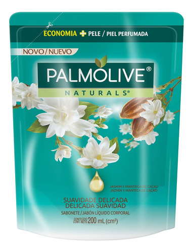 Jabón líquido Palmolive Naturals Jazmín y Manteca de Cacao fragancia jazmín y cacao repuesto 200 ml