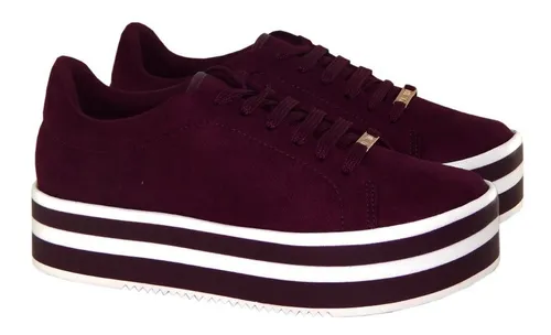 Tenis Vizzano Casual Fem Flatform Camur a Vinho 1298.100 Frete
