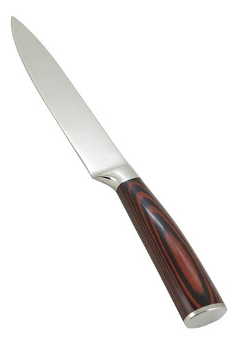 Faca De Inox Multiuso Damascus Cabo Madeira 25cm Mimo Style Cor Marrom-escuro