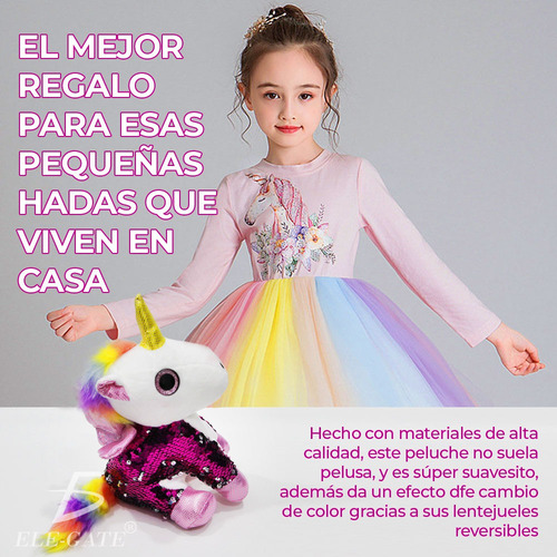 Unicornio Pony Arcoíris Lentejuela Peluche Juguete Suave