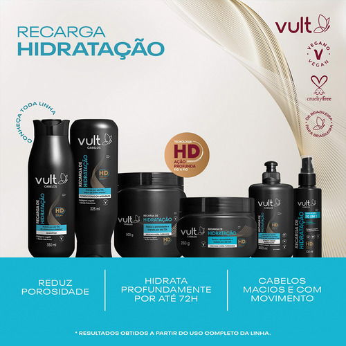 Kit 2 Shampoo Hidratante Recarga De Hidratação Cabelos Vult