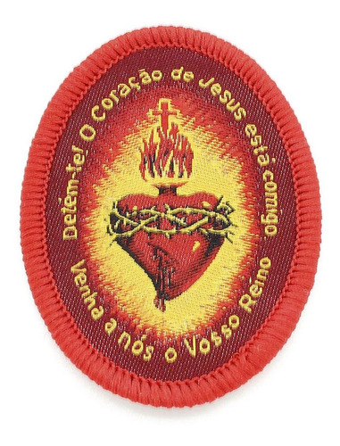 Detente Coração Jesus Tecido Bordado 5,5cm 10 Peças