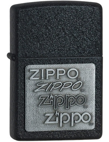 Encendedor Zippo Negro Agrietado Emblema Zippo Pewter