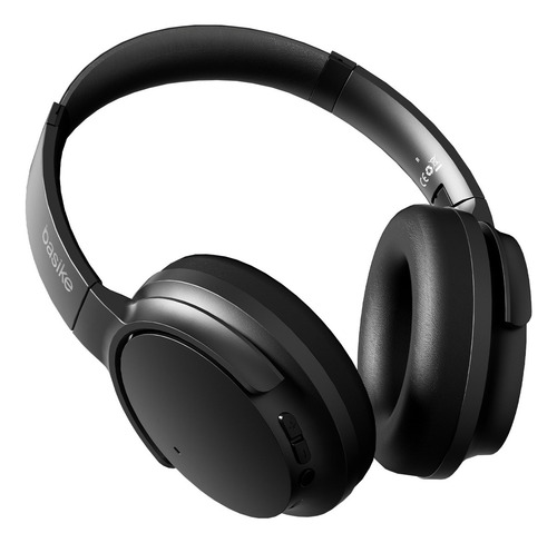 Basike BA-FON168 fone de ouvido over-ear bluetooth sem fio com anc ativo 80h bateria áudio hd graves intensos espuma com memória perfeito para viagens e home office Preto