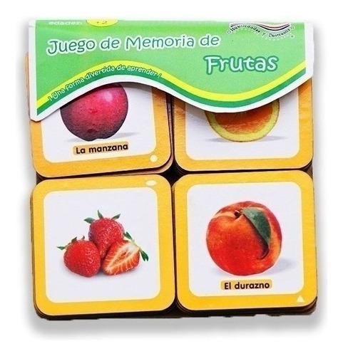 Juego Didáctico De Memorias Frutas Madera Educativo Niños