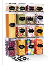 Comprar Kit 15 Potes Herméticos Mantimentos Quadrado Cozinha Tampa Trava Recipientes De Organização Luvinco