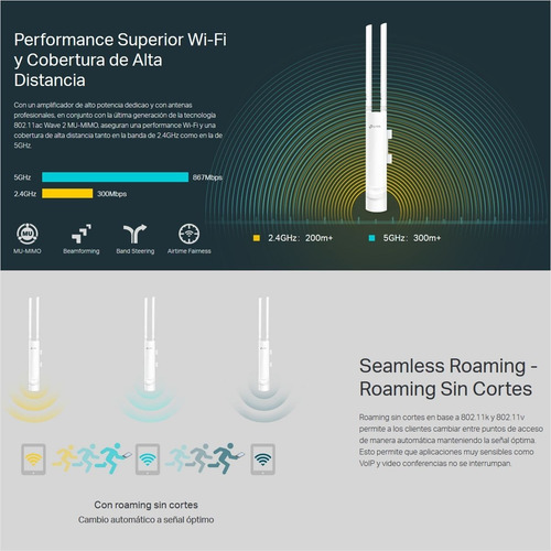 Access Point Exteriores Wifi Gigabit Ac1200, Tp-link Eap225