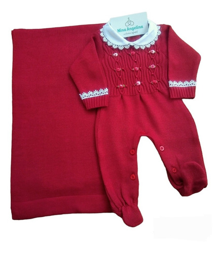Saída Maternidade Menina Tricot- Com Bordado Flores Rococó | Parcelamento sem juros Saída Maternidade Menina Tricot- Com Bordado Flores Rococó | Parcelamento sem juros