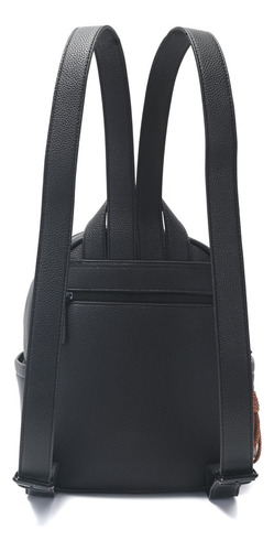 Mochila Skora Jet Con Llavero Extraíble Cierre Espalda Color Negro Diseño De La Tela Liso