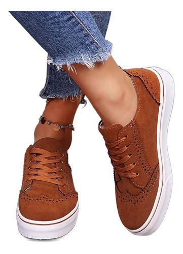 Zapatos Casuales Con Cordones De Tallas Grandes Para Mujer A