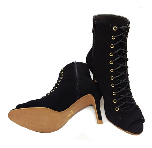 Imagem 2 de 7 de Bota Coturno Feminina Salto Alto Fino Cano Curto Ziper Confo