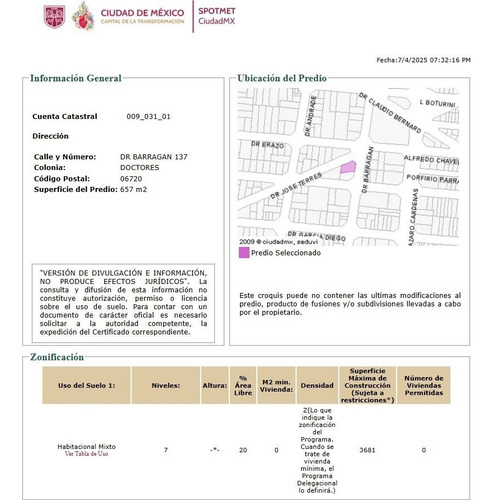 Vendo Terreno Dr Barragán Col.doctores Cuauhtemoc Cdmx