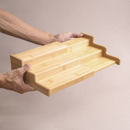 Rack Organizador De Potes Extensível De Bambu Multiuso Oikos Marrom