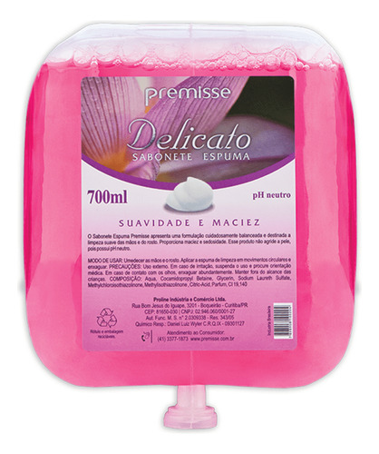Refil Sabonete Espuma Delicato 700ml Premisse C10214